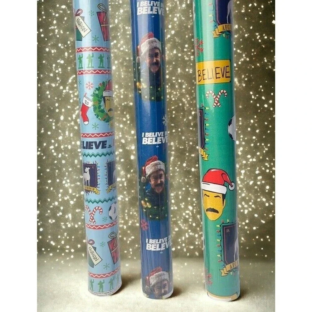 Ted Lasso Christmas Holiday Gift Wrap Set 3 Rolls‎ Believe AFC Richmond